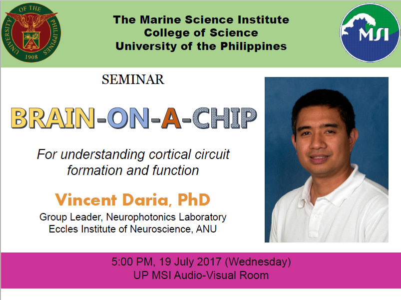 Seminar on Brain-on-a-Chip by physicist Dr. Vincent Daria