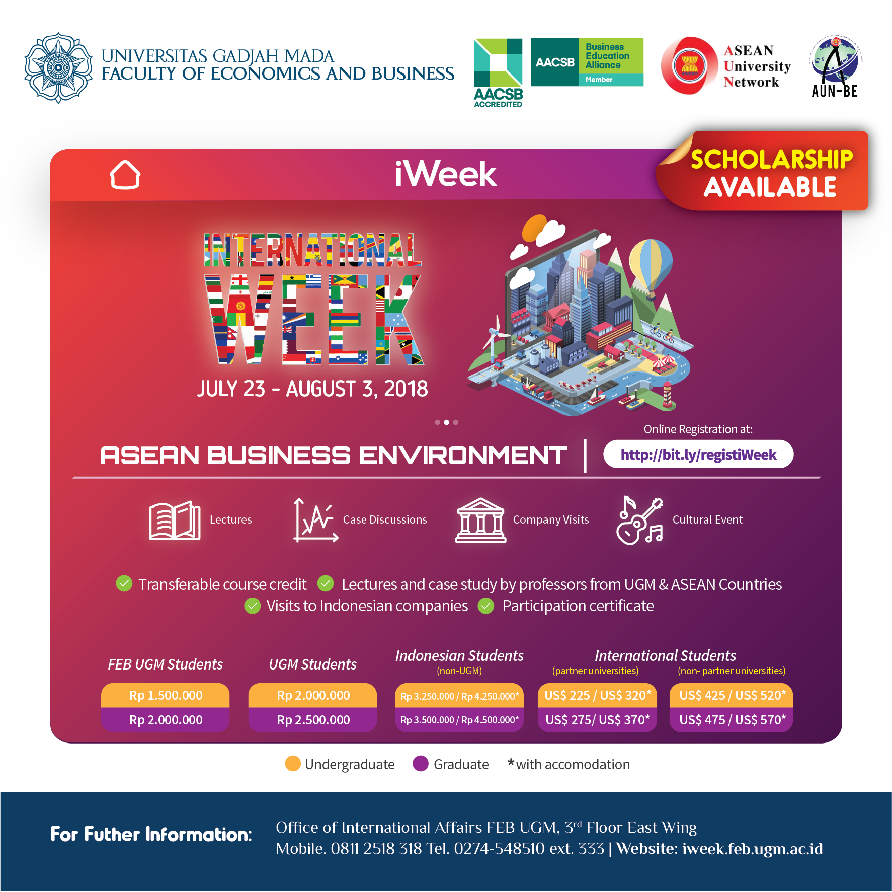 Scholarships: 5th AUN-BE International Week at Universitas Gadjah Mada