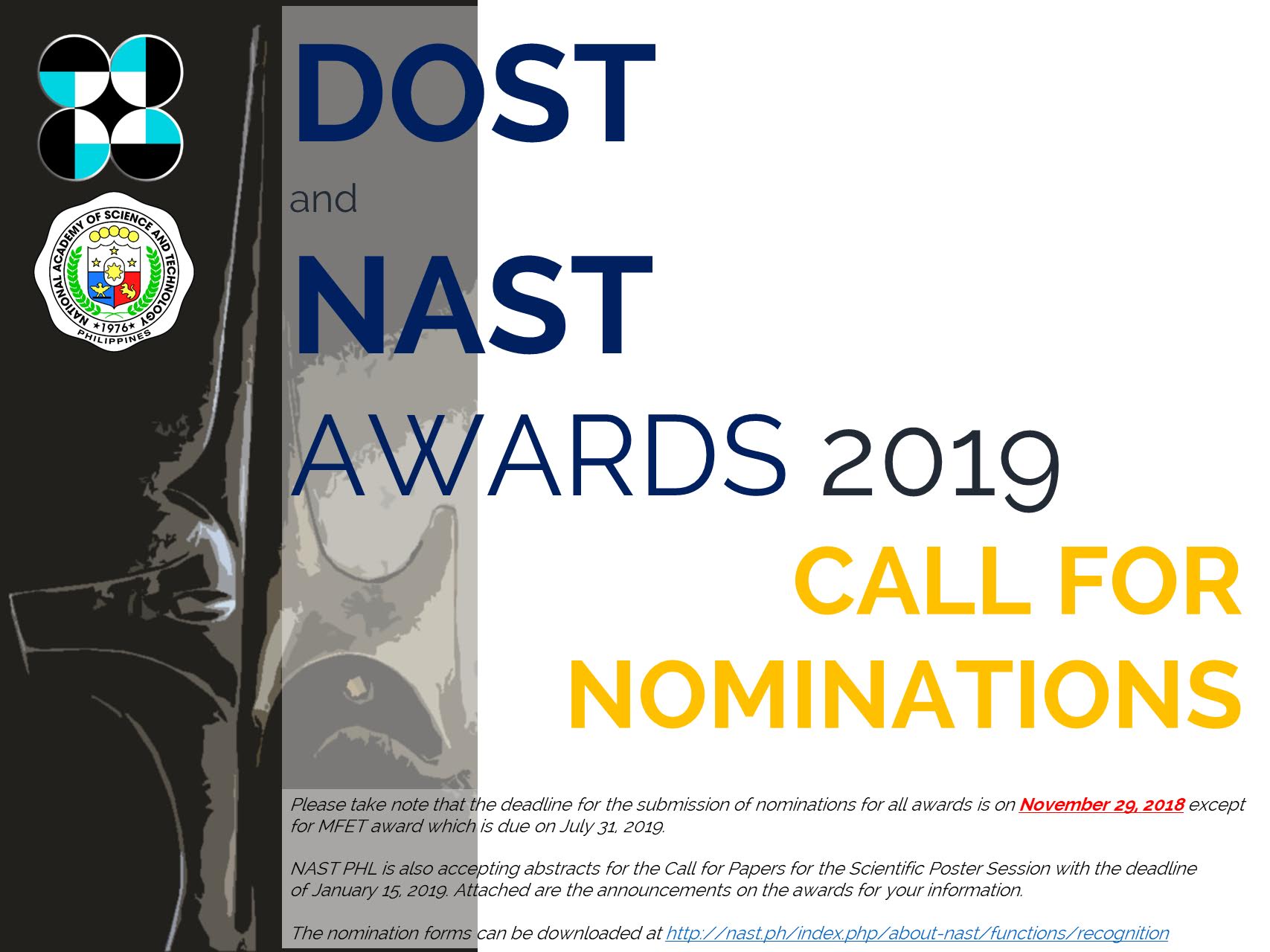 Call for nominations: NAST and DOST awards for 2019