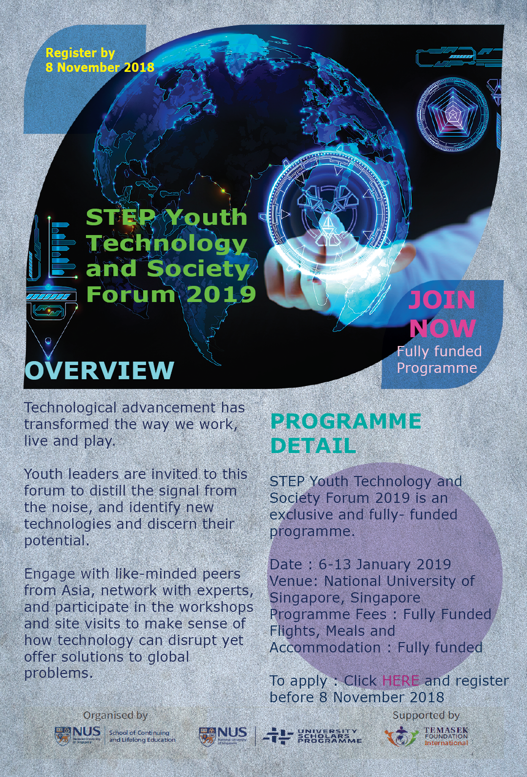 Funded places: STEP Youth Technology and Society Forum 2019 in Singapore