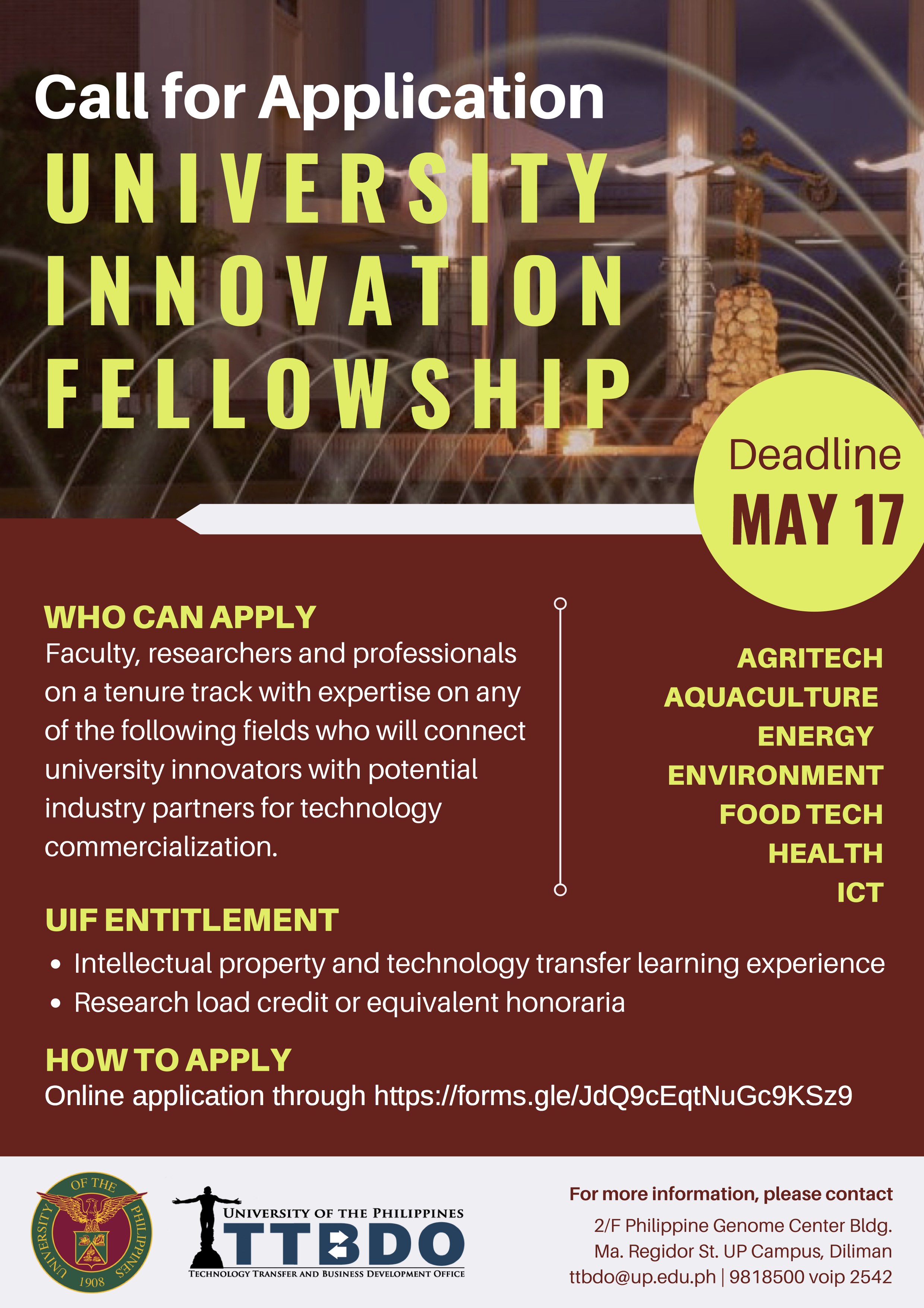 Call for applications: University Innovation Fellowship